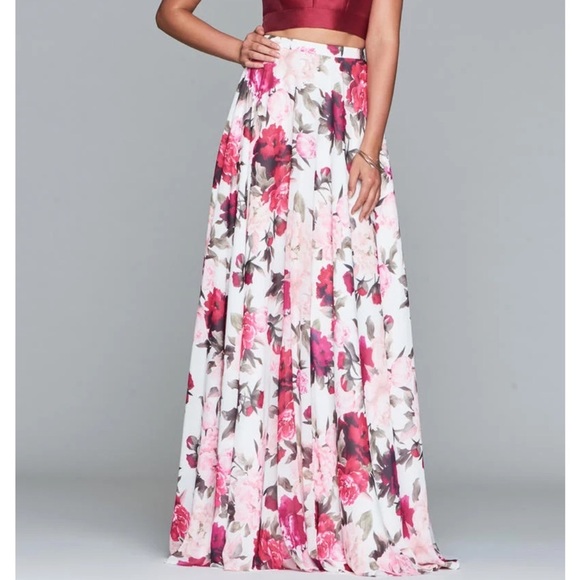 FAVIANA GLAMOUR S10277 sz 4 formal skirt floral pink feminine prom event photo